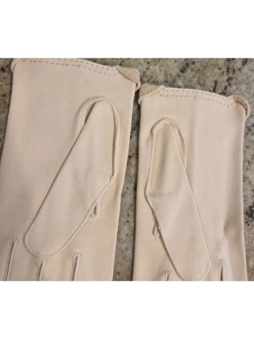 New! Vintage Women's Size M 7 Beige Cotton Formal Gloves Collar Tuxedo Look